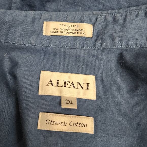 Alfani Long Sleeve Button Down Collared Blue Dress Shirt Men's Size 2XL - Picture 4 of 4